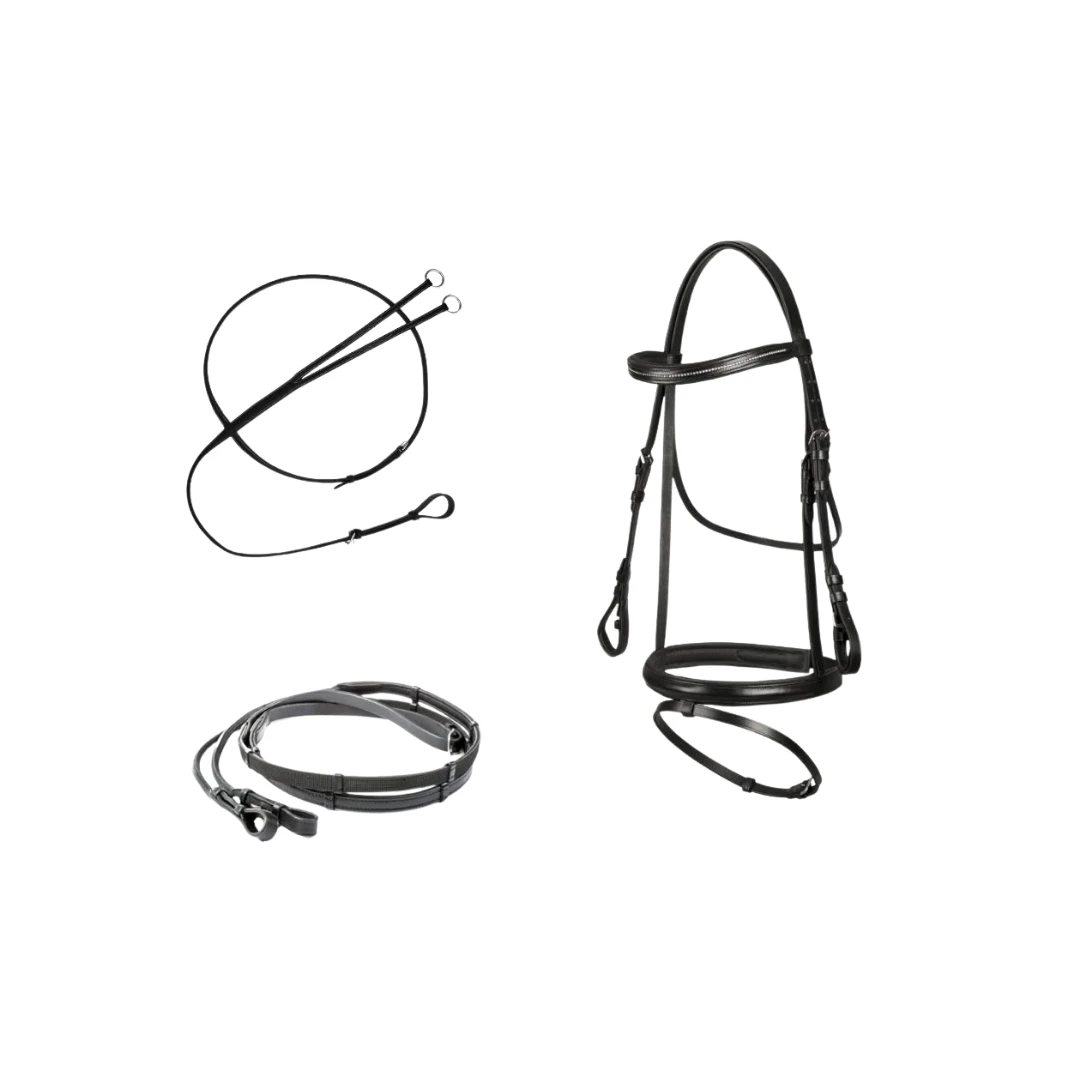 لجام جلد مع صدرية لون اسود